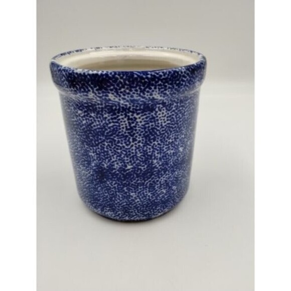 Corelle Coordinates Jay Imports Blue Hearts Stoneware Jar Utensil Holder 80s - Picture 4 of 8